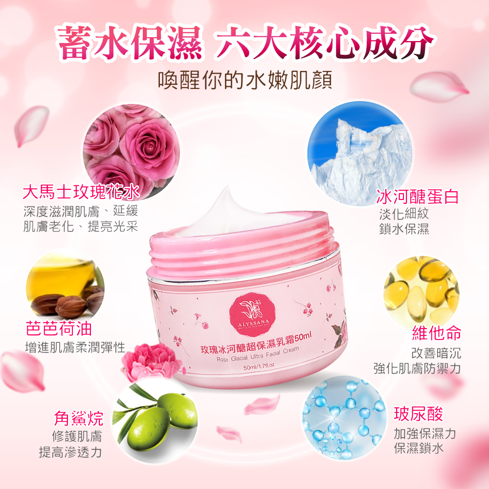 ALYSSANA 玫瑰冰河醣超保濕乳霜50ml
