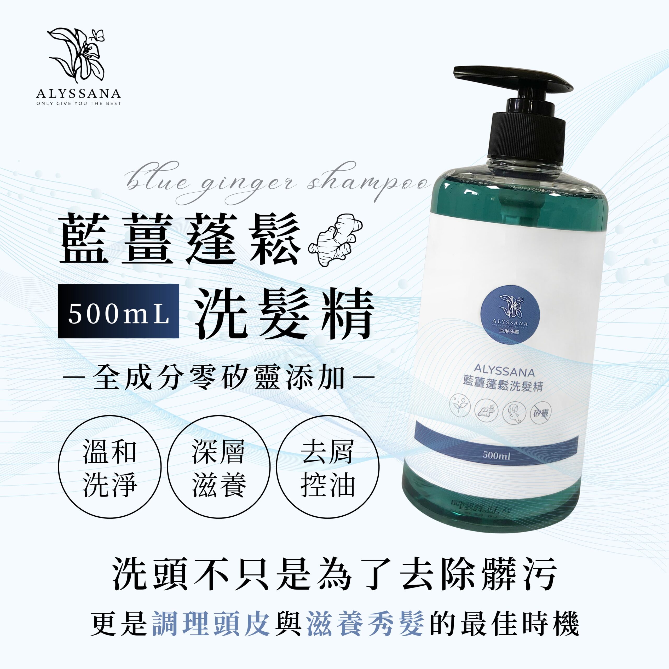ALYSSANA 藍薑蓬鬆洗髮精500ml